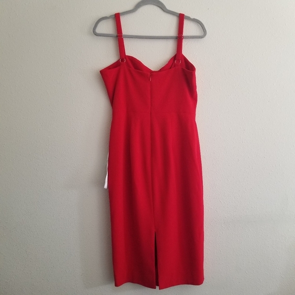 Dress the population Eve sweetheart twist front sleveless red midi dress size M - Picture 3 of 10
